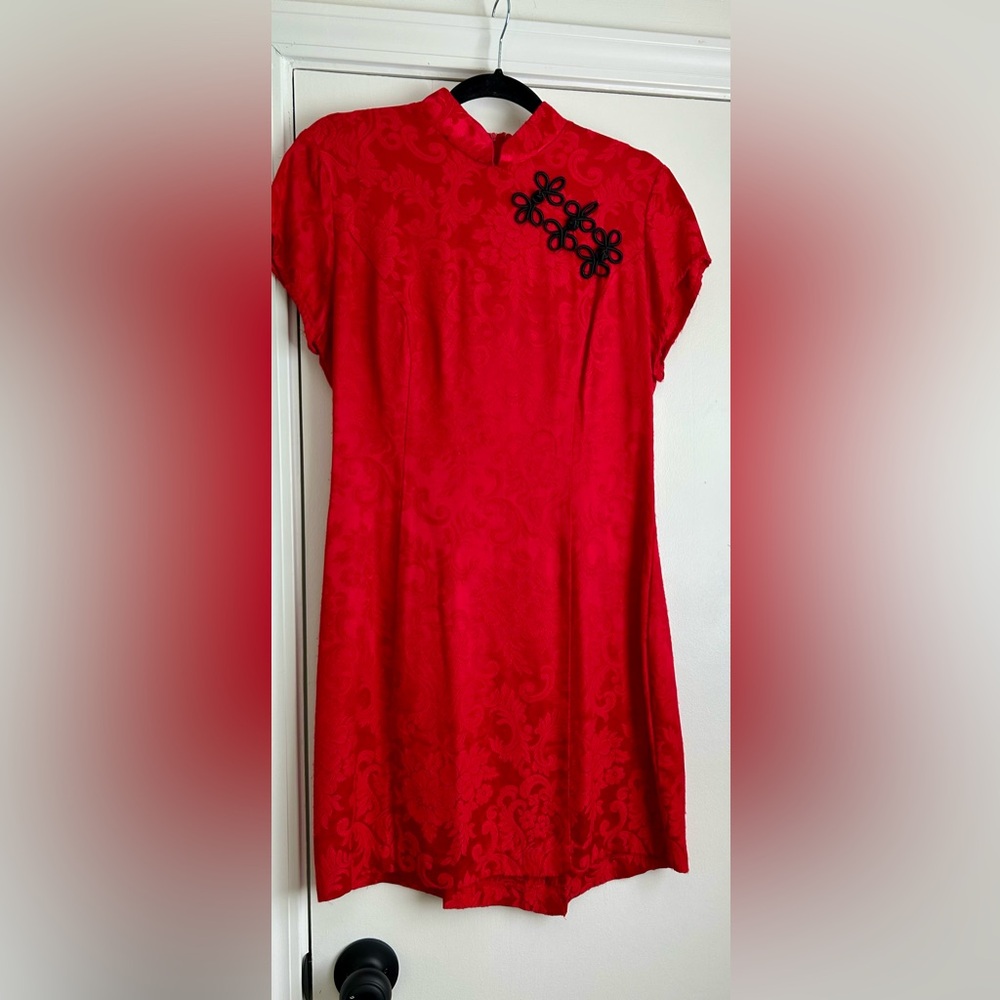 Steppin' Out Dress Women’s Small Red Cap Sleeve Mini Vintage Asian Inspired